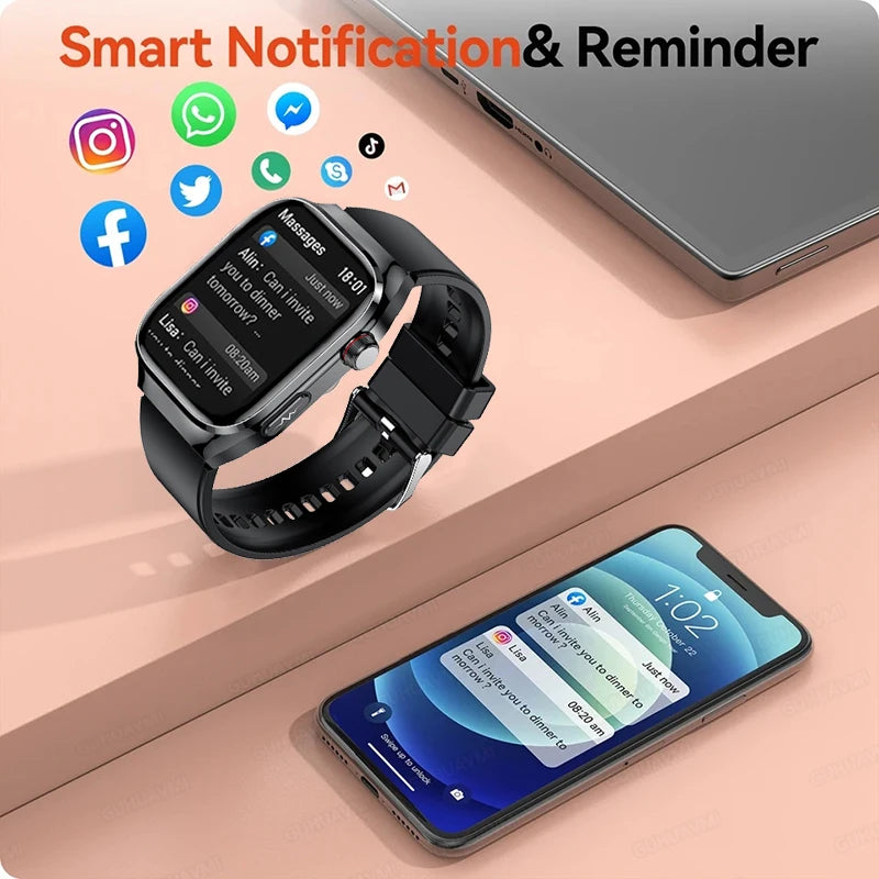 2024 New Uric Acid Blood Fat Smart Watch Men Blood Sugar ECG+PPG Blood Pressure Bluetooth Call Sports for Xiaomi Health Watch